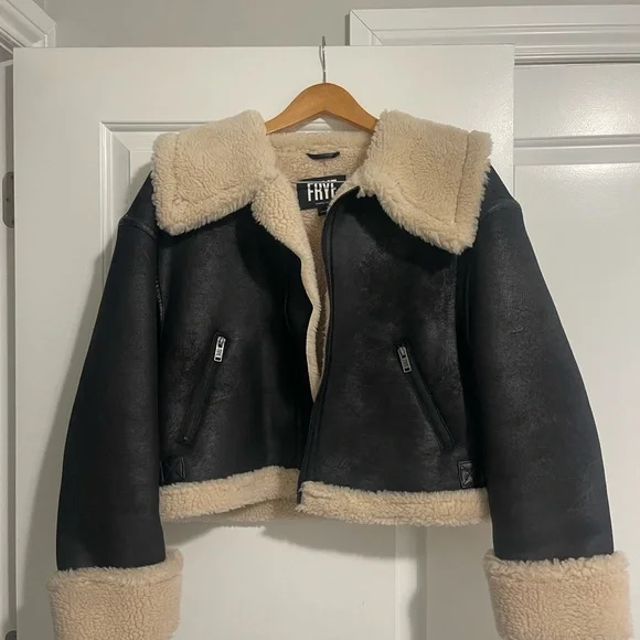 Frye Black and Cream Sterling Aviator Jacket - Picture 3 of 6